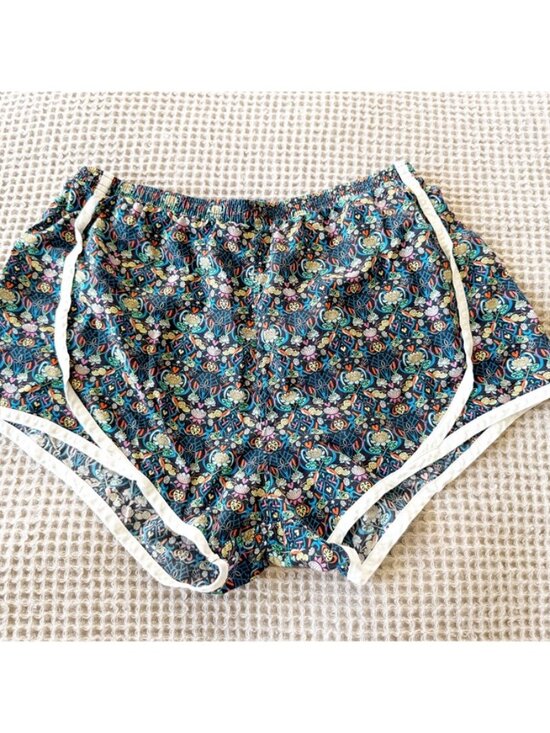 ANN MASHBURN Pants - ANN MASHBURN TRACK SHORT Blue Floral Liberty Fabric M